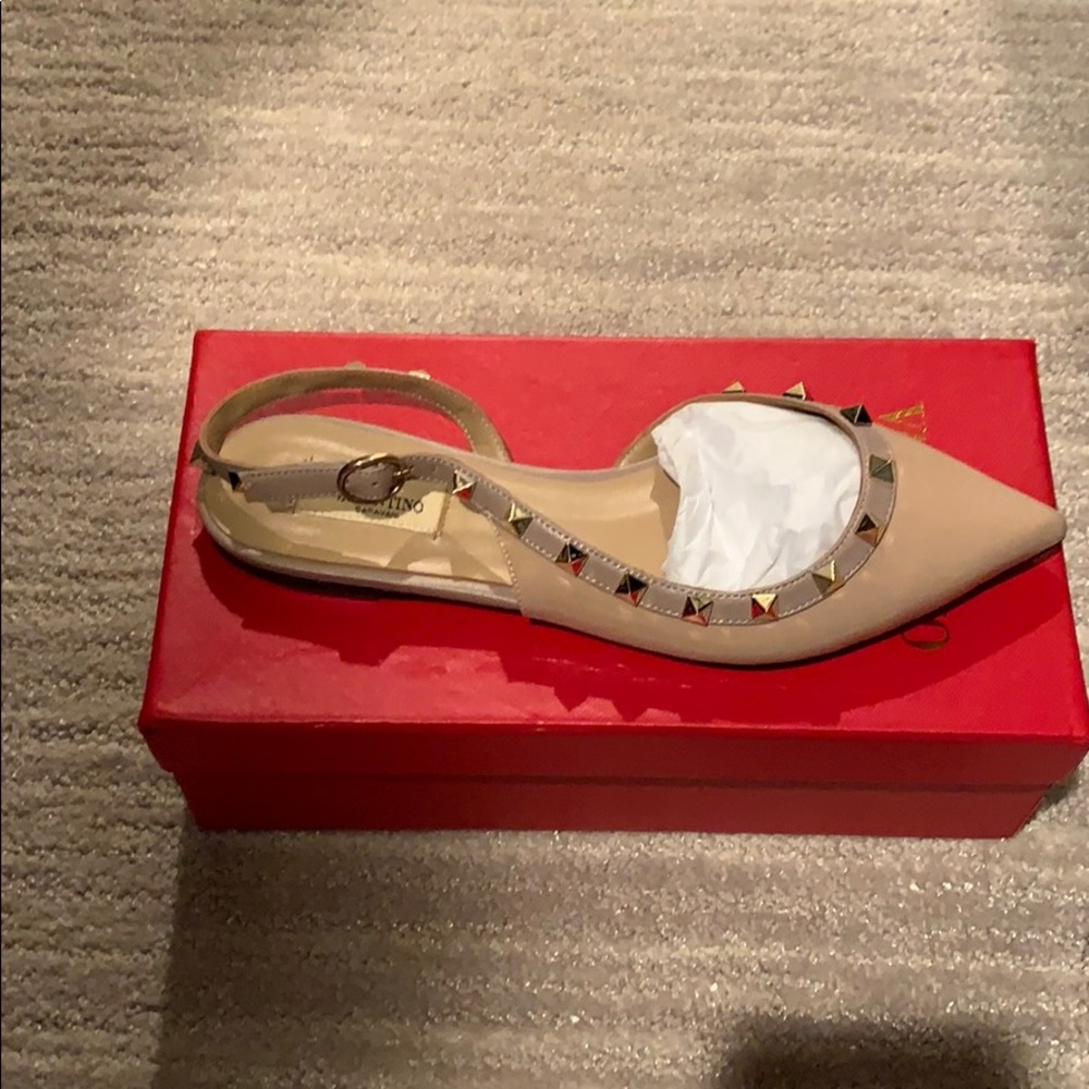 Valentino Rockstud patent leather slingback flat